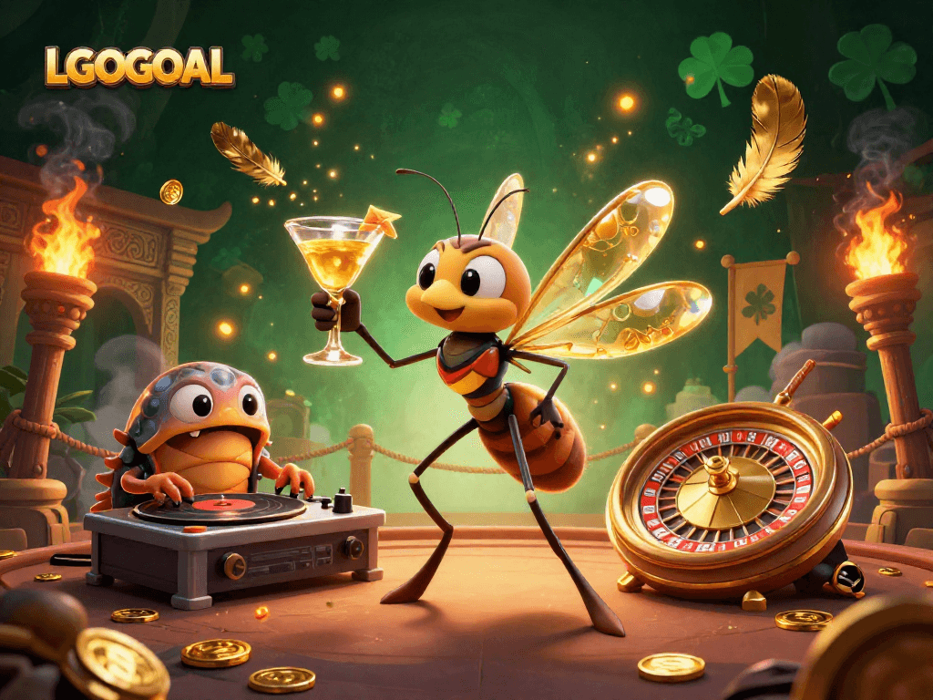 Experience dynamic casino excitement with LGOGOAL's stunning 3D illustration featuring unique characters immersed in gambling.