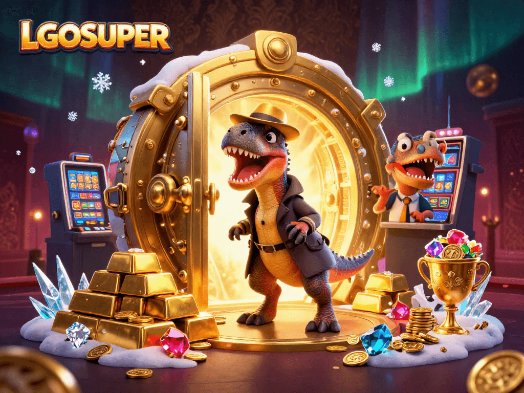 Experience thrilling gameplay at LGOSUPER with vibrant characters and exciting casino elements in a lively scene.