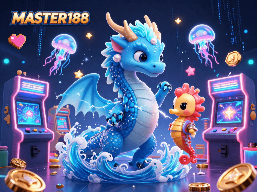 Experience the thrill of MASTER188 with a vibrant underwater casino scene featuring unique characters.