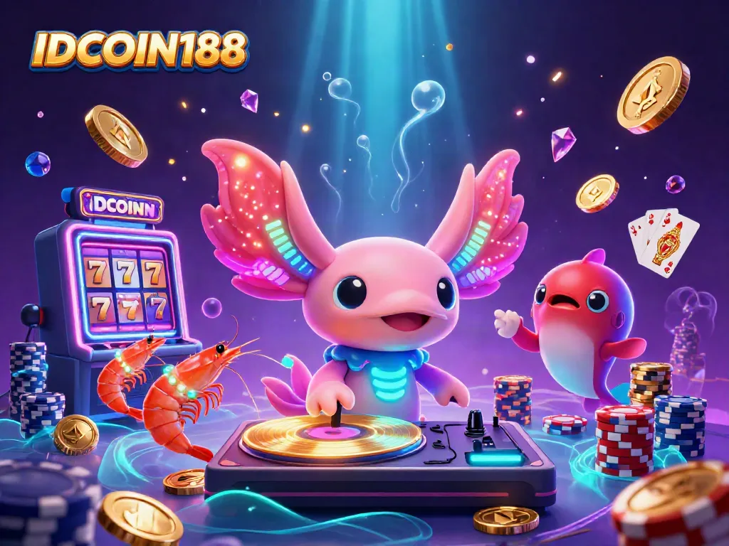 Experience IDCOIN188's lively casino vibe through a vibrant DJ scene with animated sea creatures.