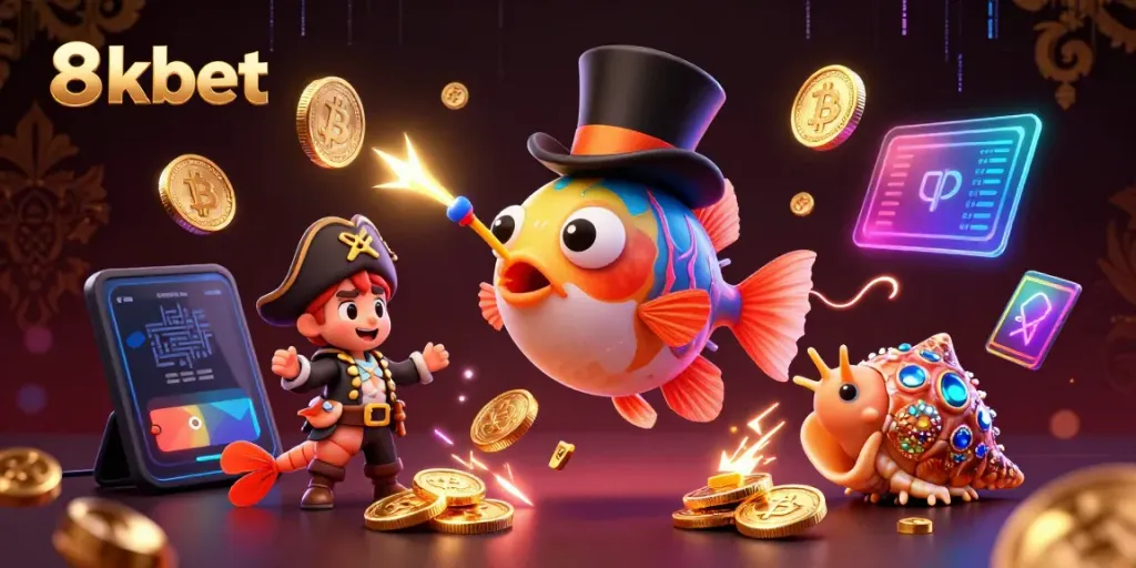Explore the vibrant world of 8xbet, with gold coins surrounded by glowing crypto assets.