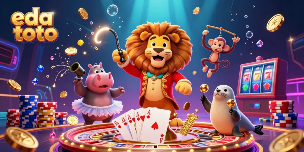 Experience thrilling gameplay at eda toto with an energizing casino scene showcasing vibrant characters and sparkling elements.