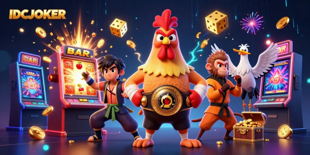 Engage in thrilling gameplay at IDCJOKER featuring vibrant characters and exciting casino elements.