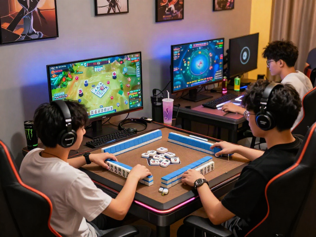Players engaged in MAHJONGJP88 Official game with vibrant tiles and competitive atmosphere in a stylish gaming room.