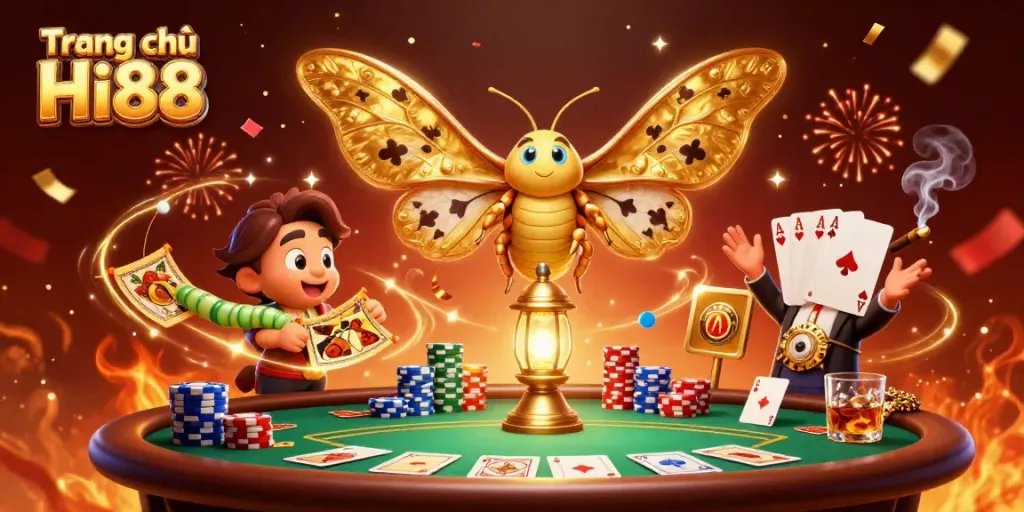 Experience the excitement at Trang chủ Hi88 with vibrant casino elements and a captivating 3D scene.