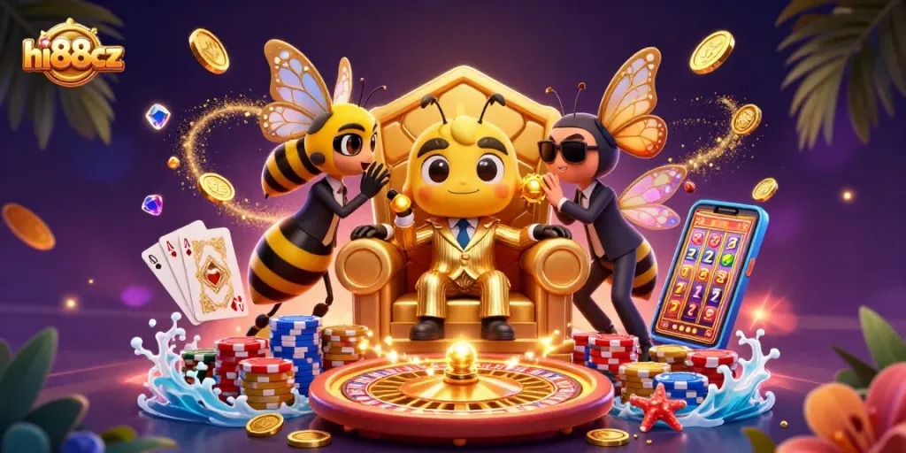 hi88cz spins the reels with a bumblebee mob boss and dazzling casino elements.