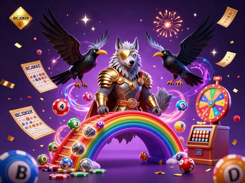 IDCJOKER unveils a thrilling depiction of Norse-inspired characters amidst a colorful explosion of gaming elements.