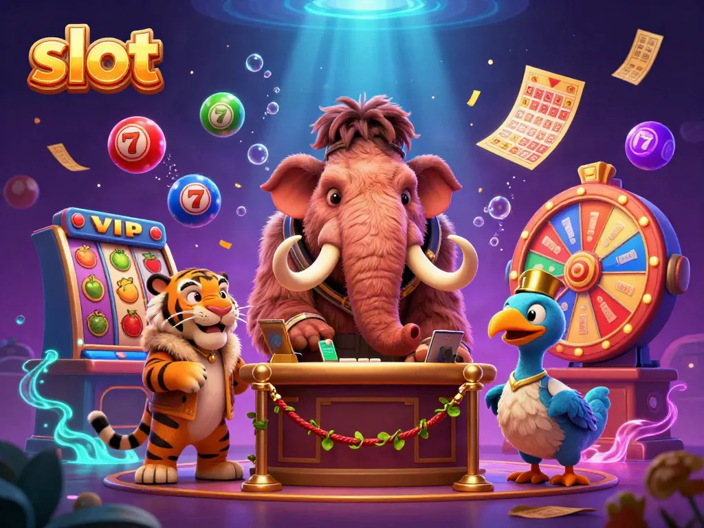 Experience thrilling slot excitement with vibrant characters and dynamic casino elements.