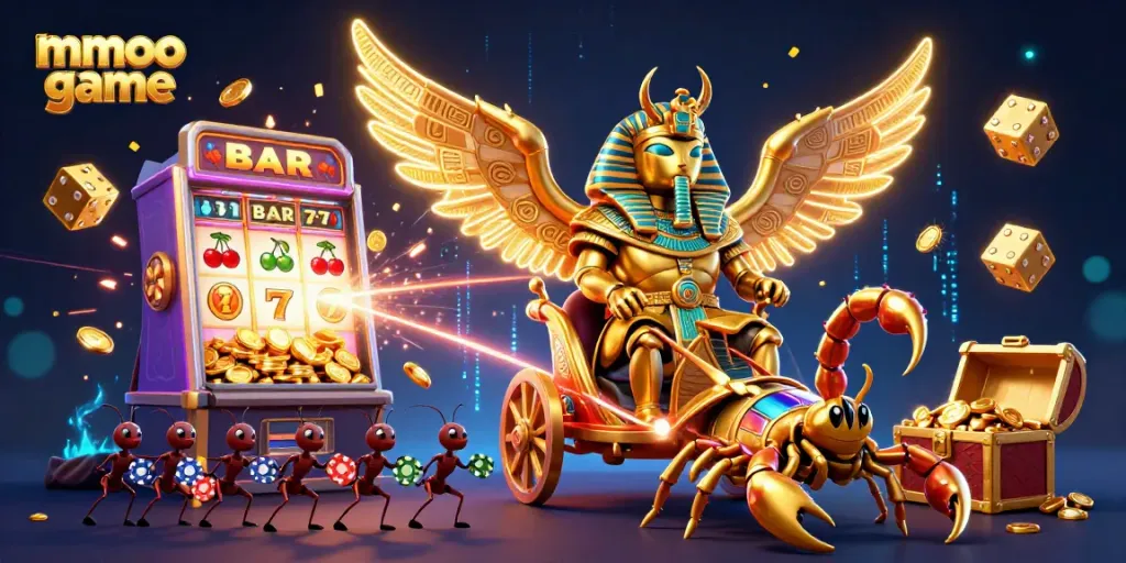 Engage with the thrilling mmoo game experience featuring a vibrant 3D jackpot scene.