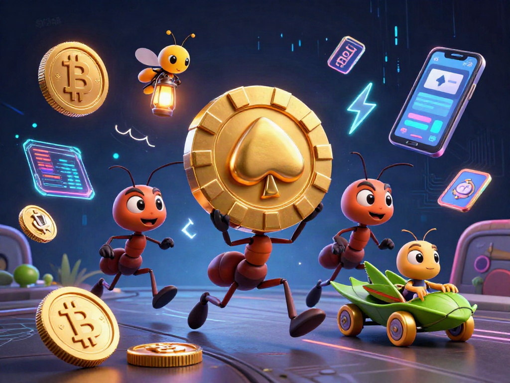Engage with SV368's thrilling casino heist adventure featuring ants, poker chips, and vibrant crypto elements.