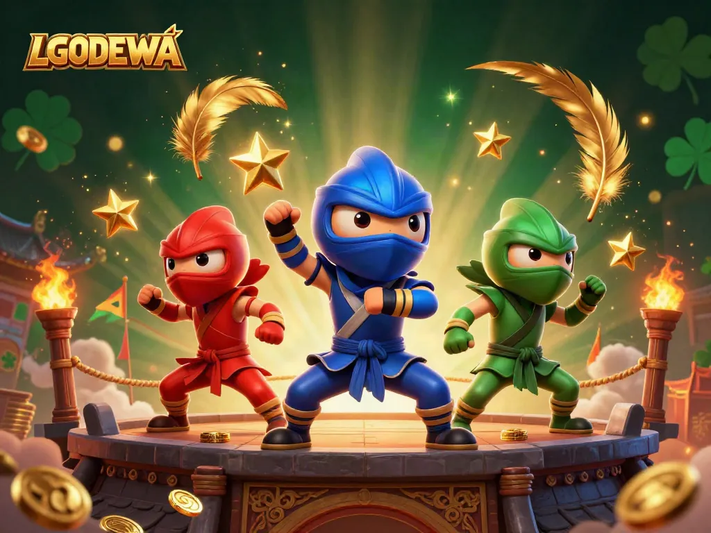 Engage in thrilling action with LGODEWA's colorful chameleon ninjas in a vibrant casino-themed battle arena.