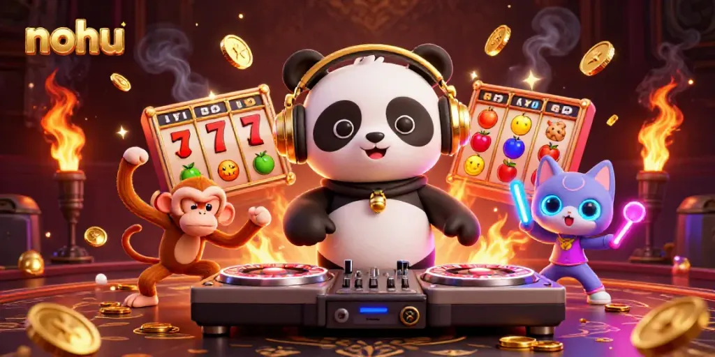 Nohu combines casino thrills with a DJ panda, breakdancing monkey, and animated elements.