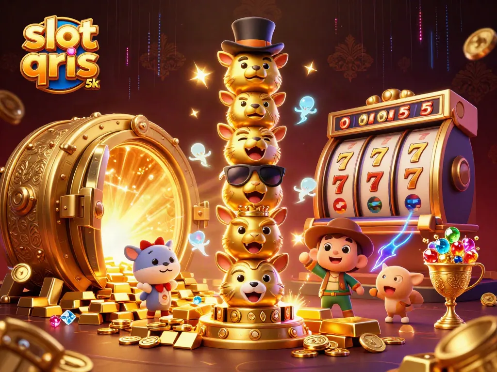 Experience thrilling gameplay with slot qris 5k, illustrated with vibrant casino elements and action.