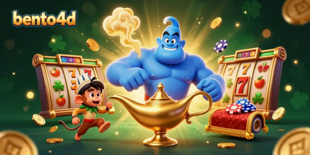 Play big with bento4d and join the jackpot fun surrounded by vibrant slot machine elements.
