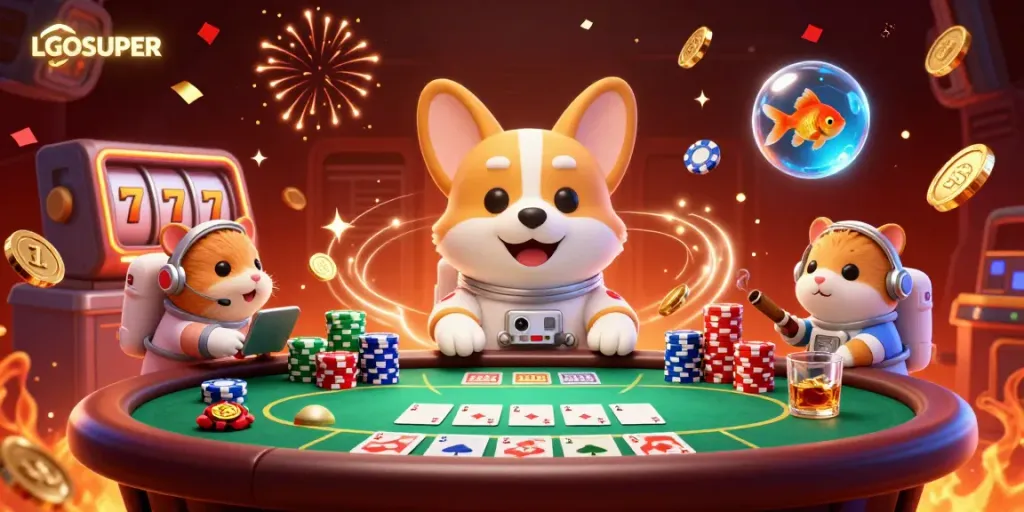 Spin and win with LGOSUPER in an immersive space casino featuring exciting slot action.