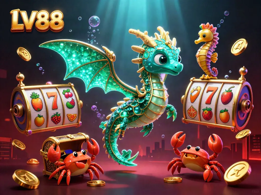 Experience thrilling wins at LV88 with dynamic dragon illustrations, jackpot reels, and enchanting casino elements.