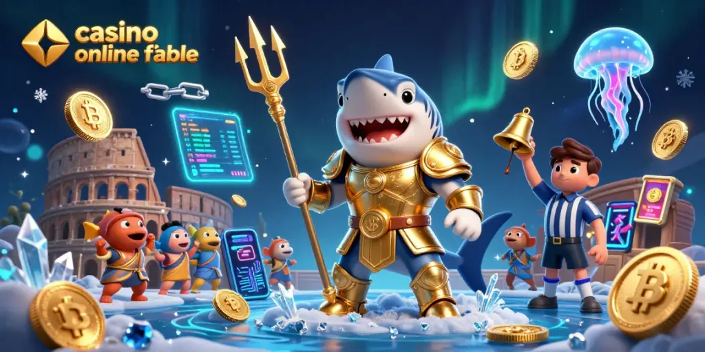 Juega en un casino online fiable disfrutando de acción vibrante y premios en un coliseo submarino.