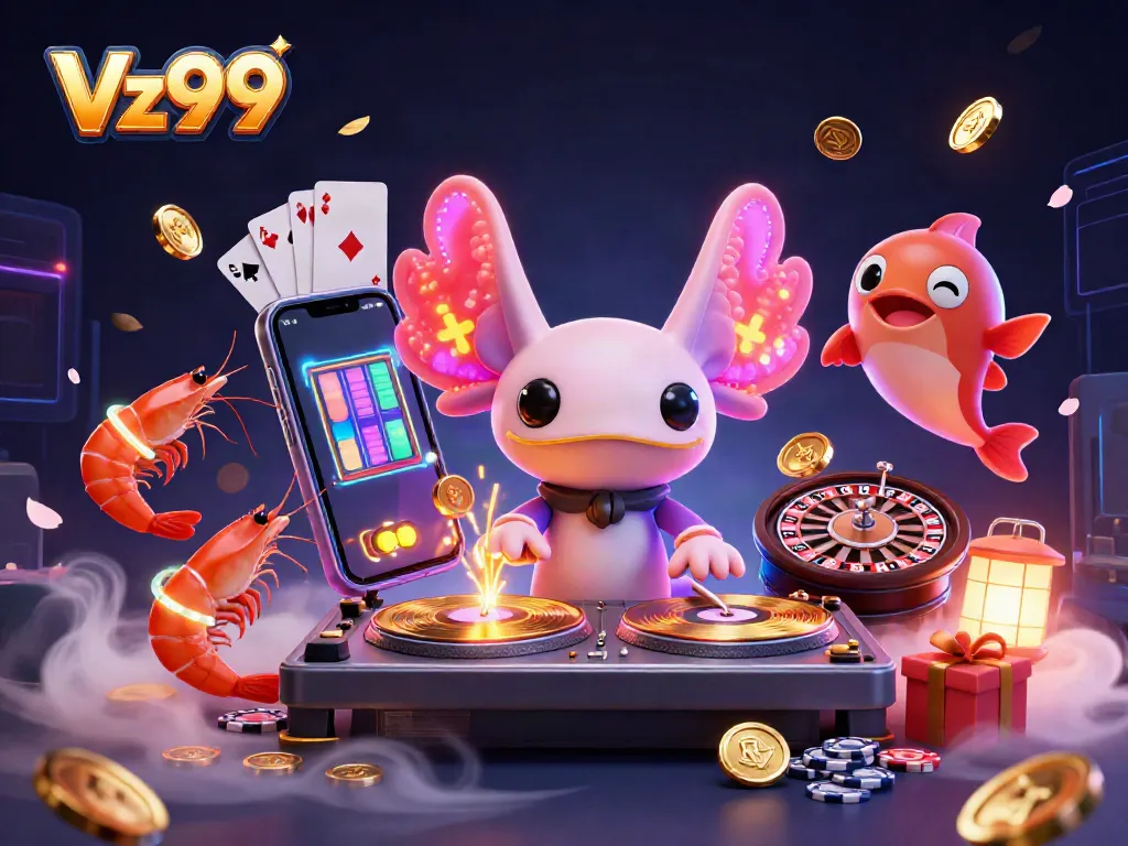Experience the excitement of Vz99 with vibrant 3D casino characters and dynamic gaming elements.
