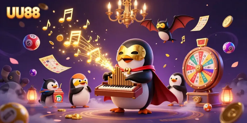 Experience the excitement of UU88 with dynamic casino elements and characters in a vibrant gambling scene.