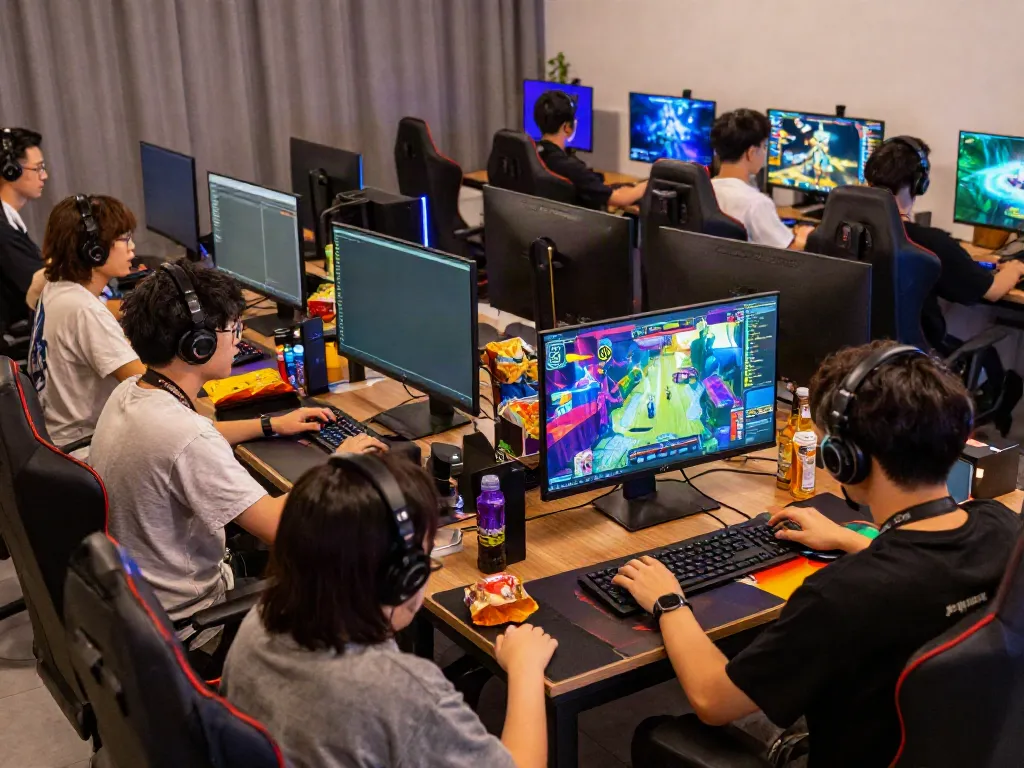 Engaged players enjoying SV88 online gaming experience on colorful screens.