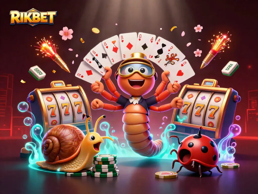 Experience the excitement of RIKBET gaming with vibrant characters and casino elements in a dynamic 3D illustration.