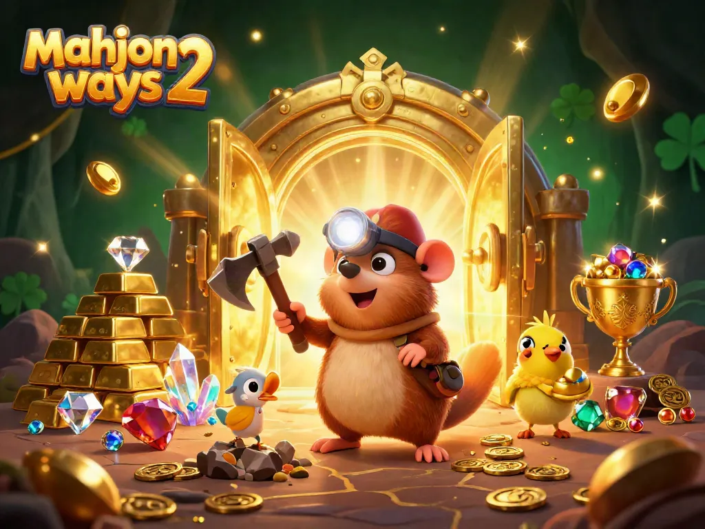 Engage with mahjong ways 2 and unlock treasures in this immersive casino scene filled with gold and gems.