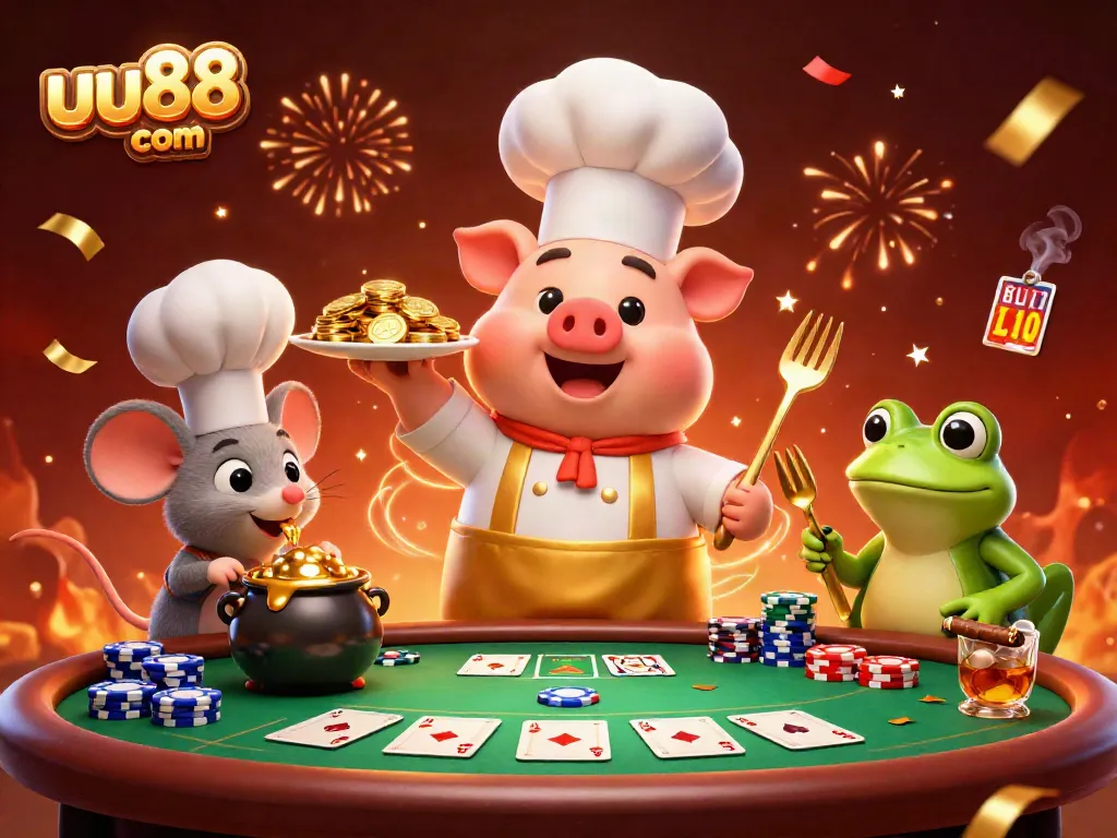 Spin to win at uu88 com with vibrant casino characters and gold coins in a dynamic scene.