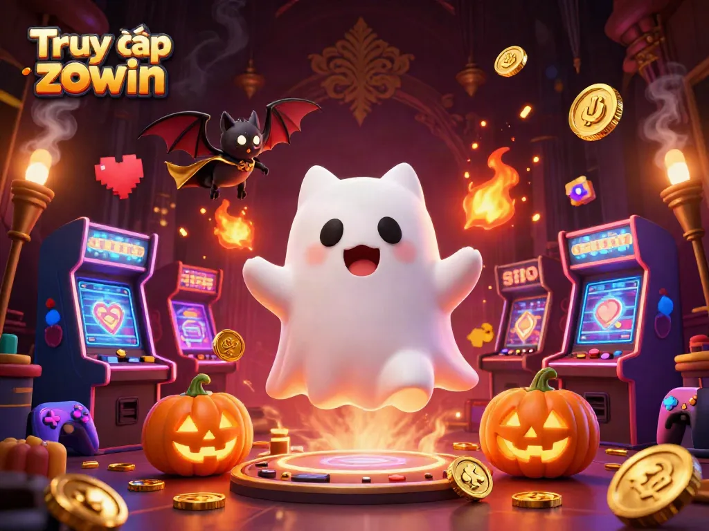 Engage in thrilling gameplay with Truy cập zowin, featuring a ghost cat in a haunted casino.