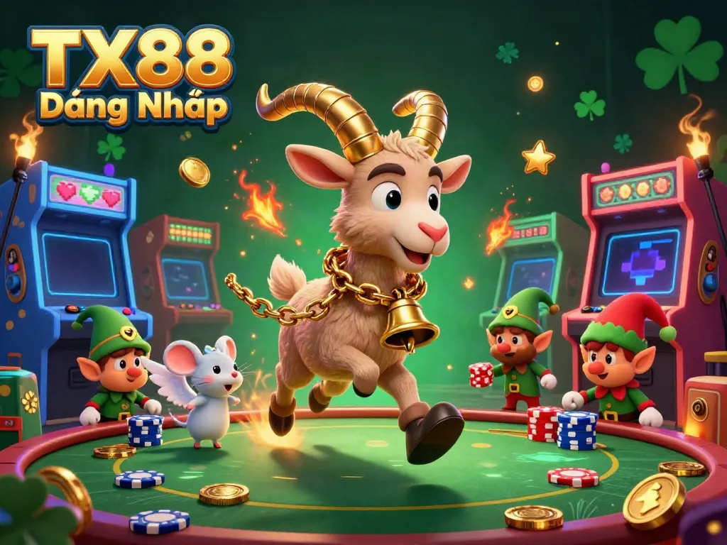 Experience TX88 Đăng Nhập at a festive holiday-horror casino with cartoon characters and vibrant gaming elements.