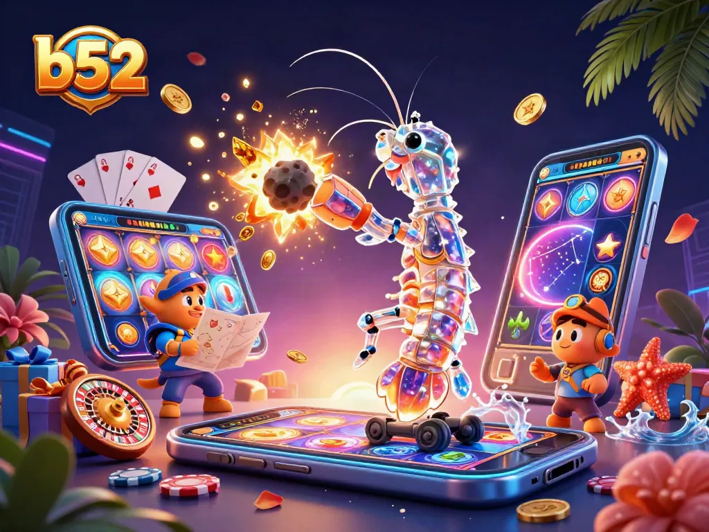 Engage with the b52 gaming adventure featuring galactic samurai and stars in an explosive casino-themed illustration.