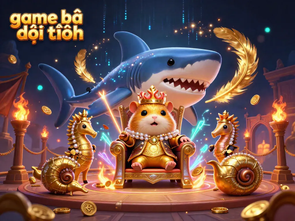 Experience the excitement of game bài đổi thưởng with a vibrant illustration featuring a hamster king and guards.