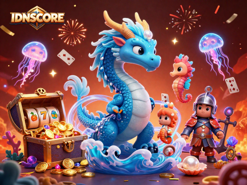 Engage with IDNSCORE's dynamic slot loyalty rewards in an enchanting underwater scene filled with treasures.