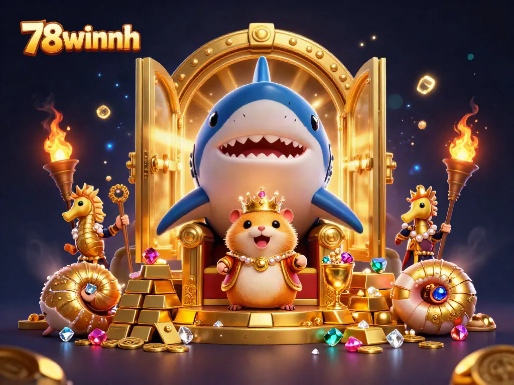 Enjoy massive jackpot excitement at 78winnh with a golden hamster king and treasure elements.
