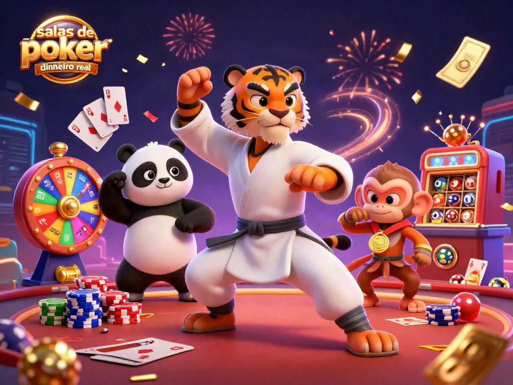 Disfruta de las salas de póker online España dinero real con un tigre maestro en acción y un ambiente festivo.