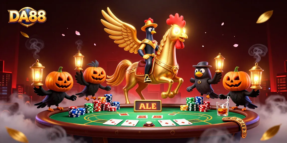 Experience treasure with DA88 as the golden rooster leads gaming adventures in a midnight casino.