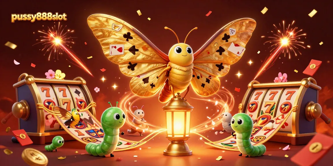 Experience the excitement of pussy888slot with engaging slot reels and festive casino elements.