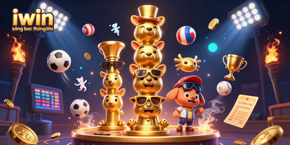 Experience the thrill of iwin sòng bạc thượng lưu with lively 3D illustrations showcasing dynamic gaming elements.