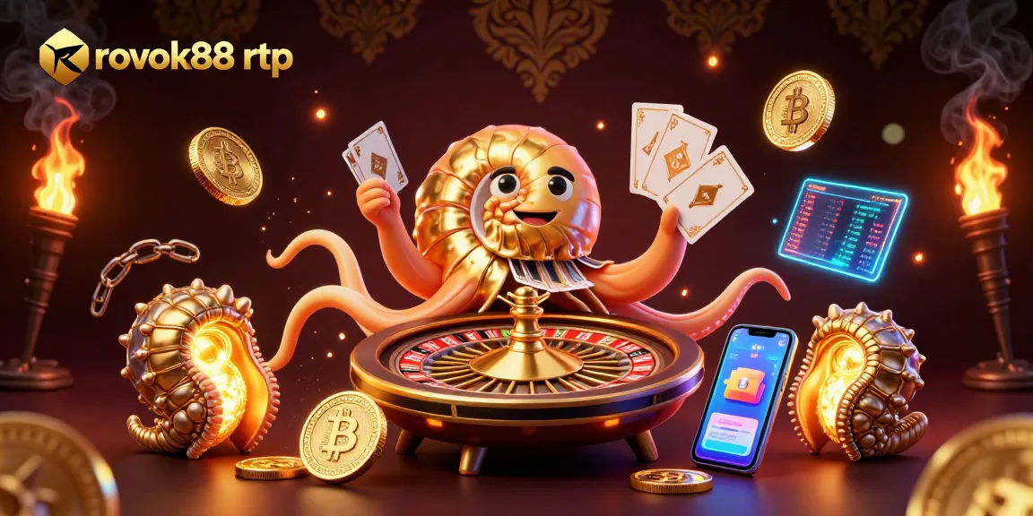 Experience the thrill of rokok88 rtp with an ancient nautilus roulette wheel and glowing digital coins.
