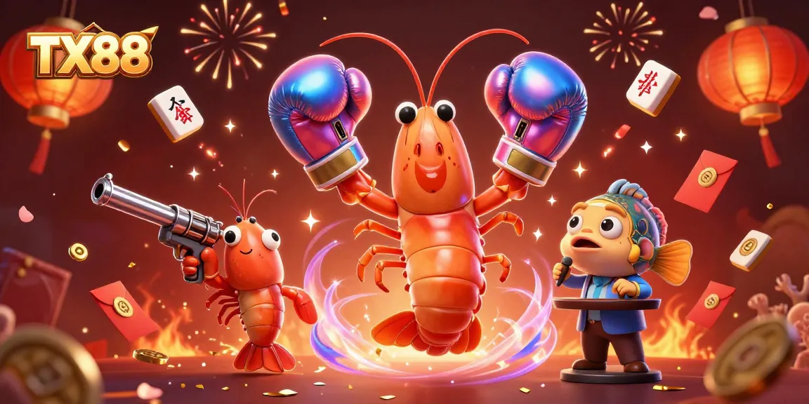Engage in exhilarating gameplay with TX88, featuring vibrant gambling elements and lively oceanic characters.