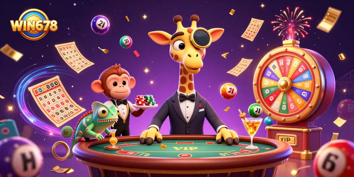 WIN678 offers exciting casino action with vibrant characters and dynamic elements in a thrilling gambling scene.