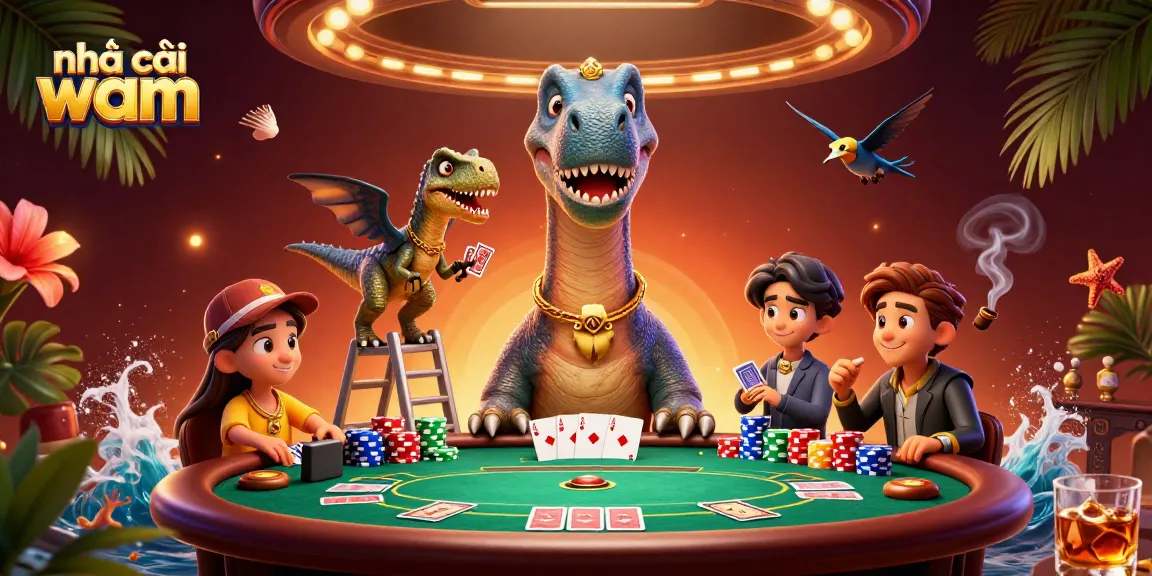 Play exciting casino games at nhà cái vmax with vibrant visuals of a brontosaurus and raptor.