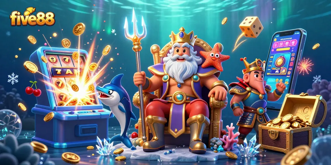 five88 celebrates vibrant gaming dynamics with Neptune and golden slot machine wonders.