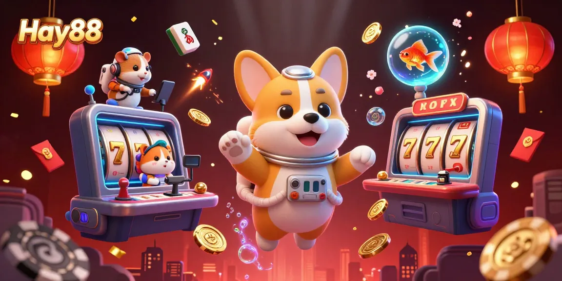 Experience the thrill of Hay88 as the playful astronaut corgi navigates a zero gravity casino filled with floating rewards.