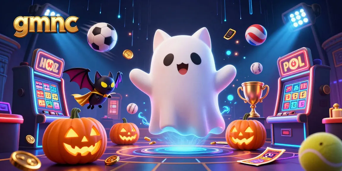 gmnc warns players about online gambling risks while a ghost cat explores a haunted casino