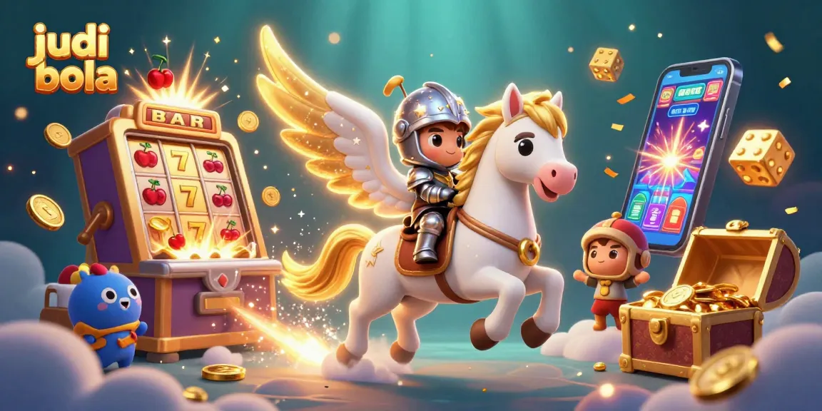 Experience exhilarating judi bola action with a knight on a celestial horse amidst a jackpot explosion.