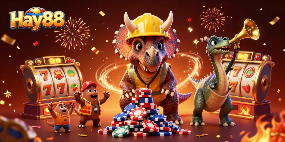 Engage with Hay88's thrilling slots and jackpots in this vibrant 3D casino celebration scene.