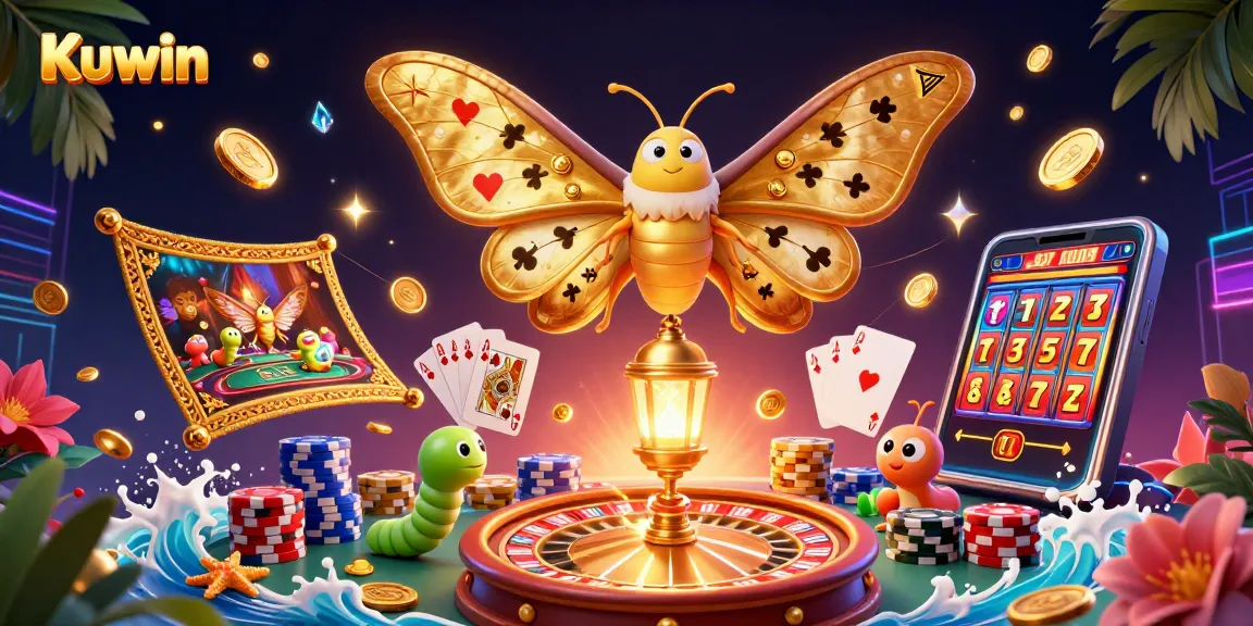 Experience exciting wins at Kuwin with a vibrant casino scene full of dynamic 3D elements.