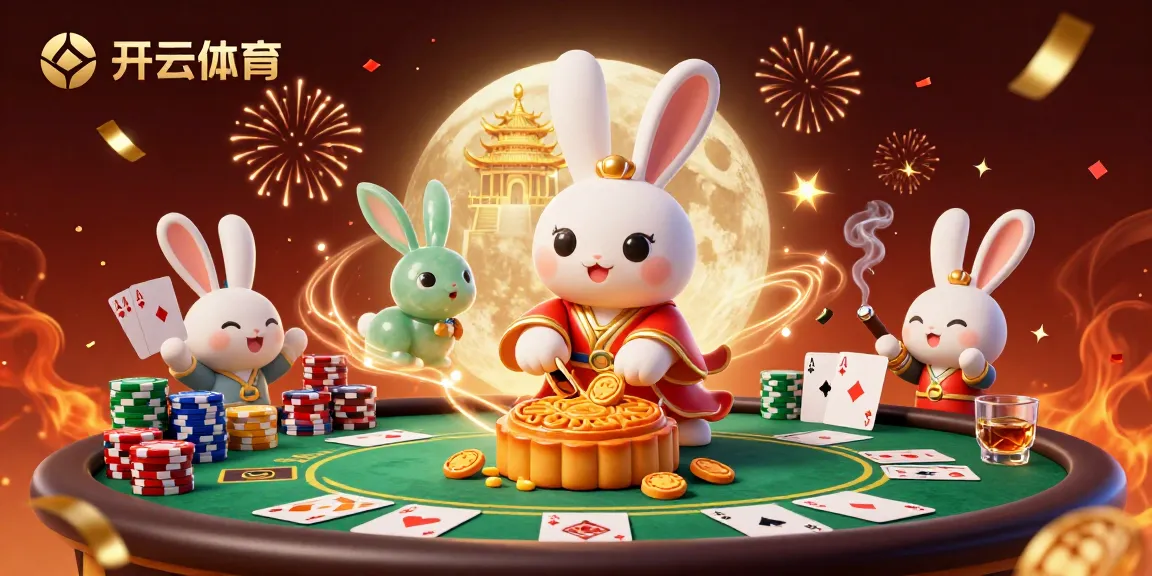 Experience exciting games at 开云体育 with a vibrant casino atmosphere featuring a mystical moon rabbit.