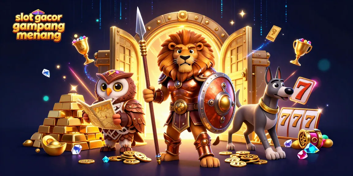 Engage in thrilling slot gacor gampang menang experiences with dynamic gaming elements featuring gold treasures and animated characters.